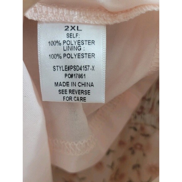 Polagram Square Neck Pink Floral Maxi Tiered Dress - Cream Size 2XL Summer - Picture 9 of 11